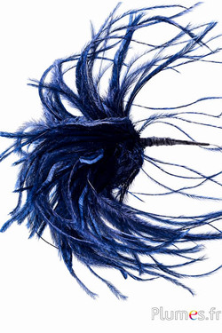 Plumet autruche avec anneau - ht 15 cm - noir-bleu nuit